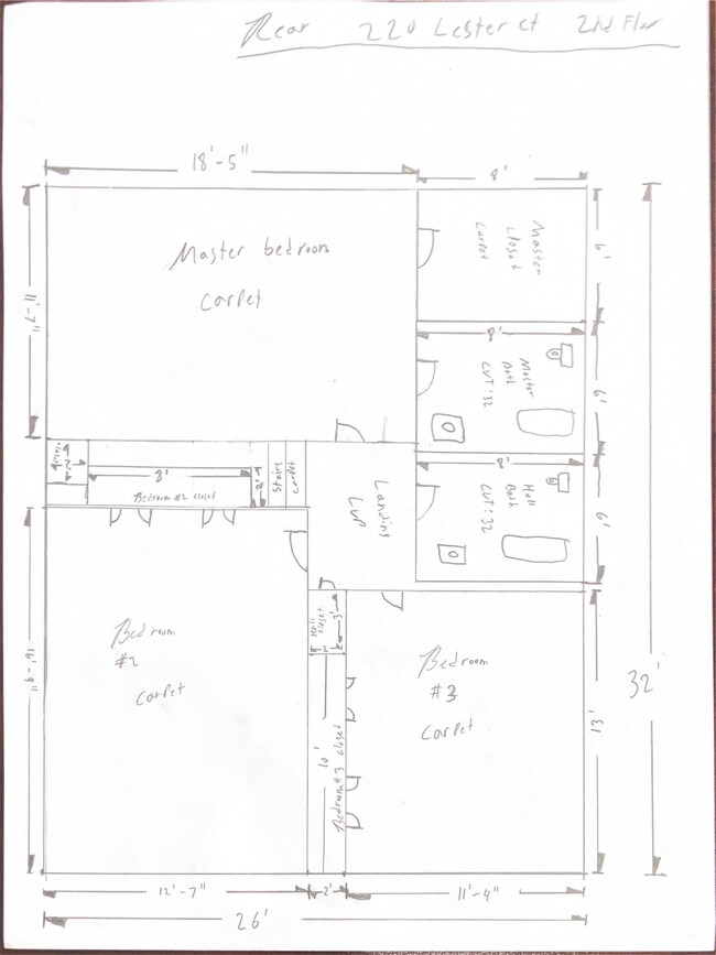 Upper Floor Layout - 218 Lester Ct