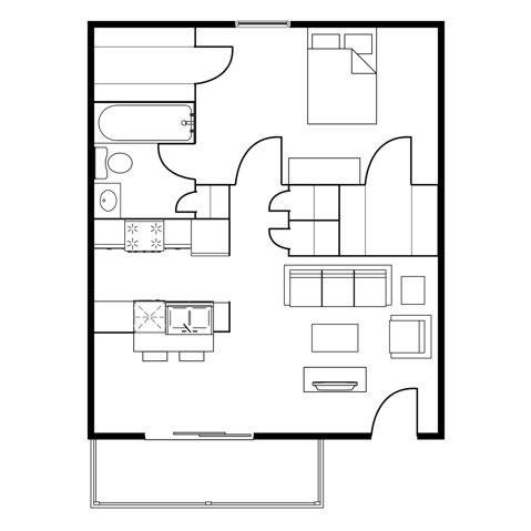 Terraces B one bedroom floor plan - Terraces at 2602