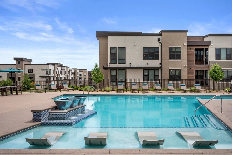 Sparkling Pool with In-Pool Loungers and Relaxing Deck Seating - Gateway Arvada Ridge