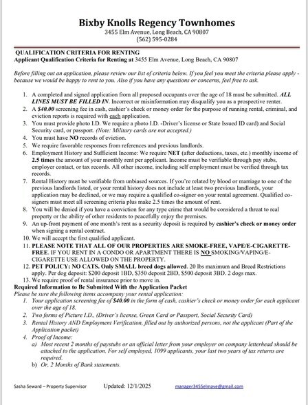 Qualification Criteria 2026 - 3455 Elm Ave