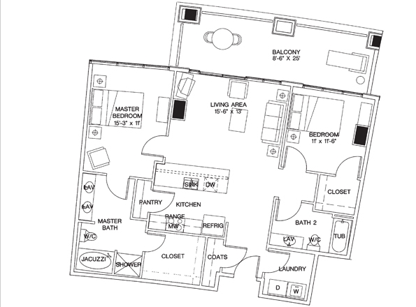 2BR/2BA - Royal Court Condos