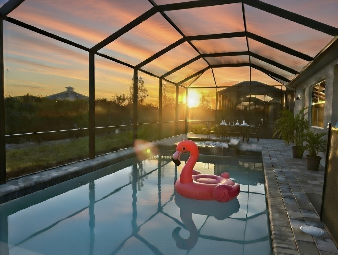Sunsets are stunning from your back patio, pool and spa - 8006 Lakes Edge Ln