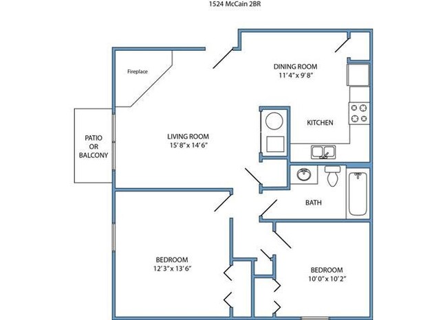 2-bed, 1-bath with patio - 1524 McCain Lane