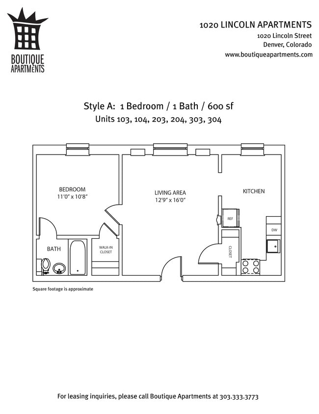 1BR/1BA, Style A - 1020 Lincoln