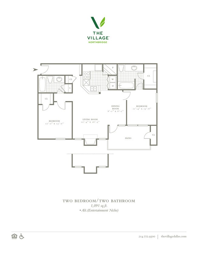 One Bedroom/One Bath - 1091sf - The Village Northbridge