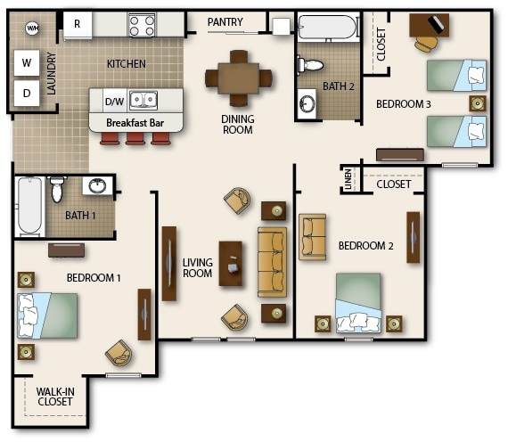 Floorplan - Osceola Bend Apartment Homes