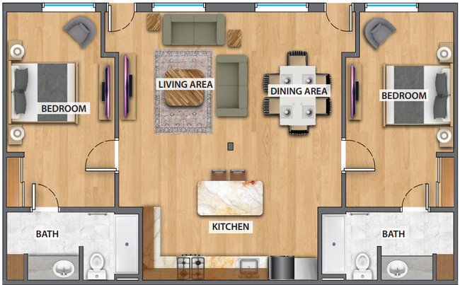 2 Bedroom Floorplan - Park Terrace Senior Living - 55+