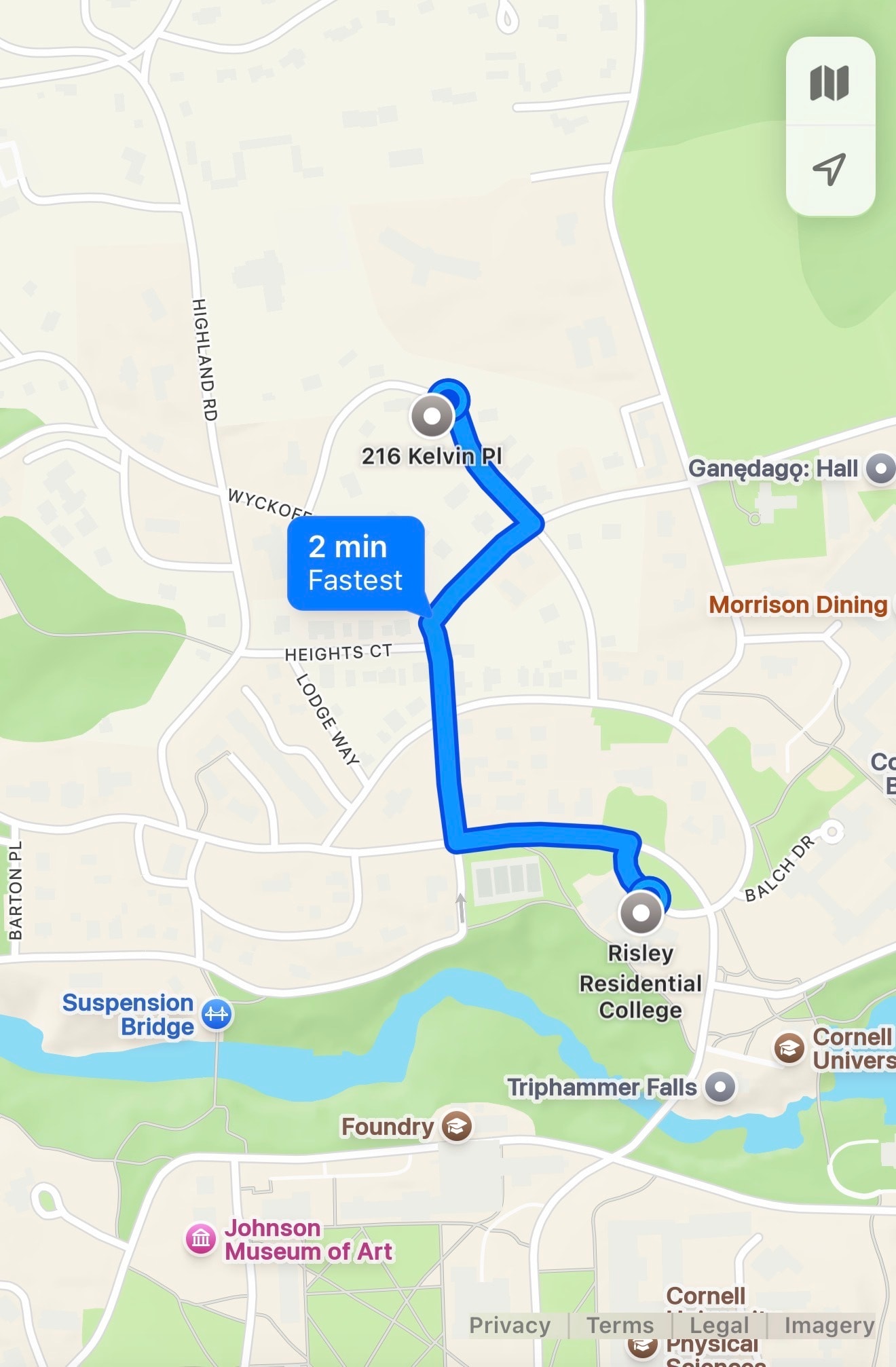 Distance to Risley Residential College - 216 Kelvin Pl
