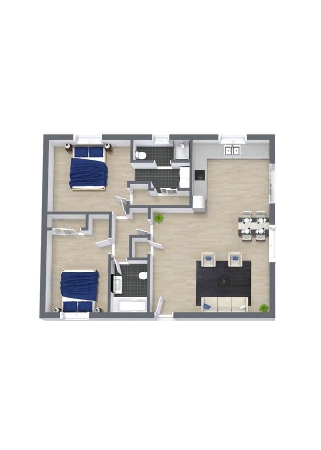 Two Bedroom Floor Plan - Palm View Village (Furnished Units Available)