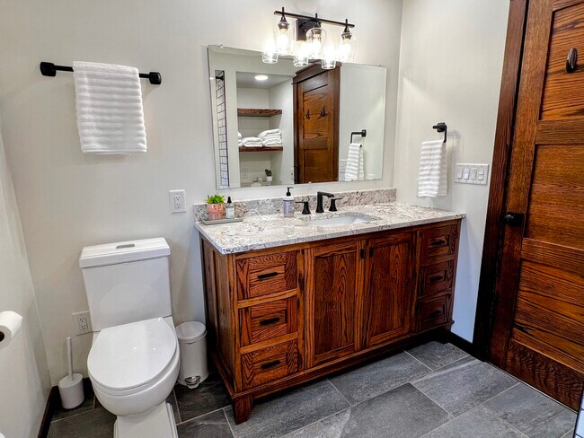 The bathroom has been completely updated has abundant storage. - 228 W Lexington Blvd
