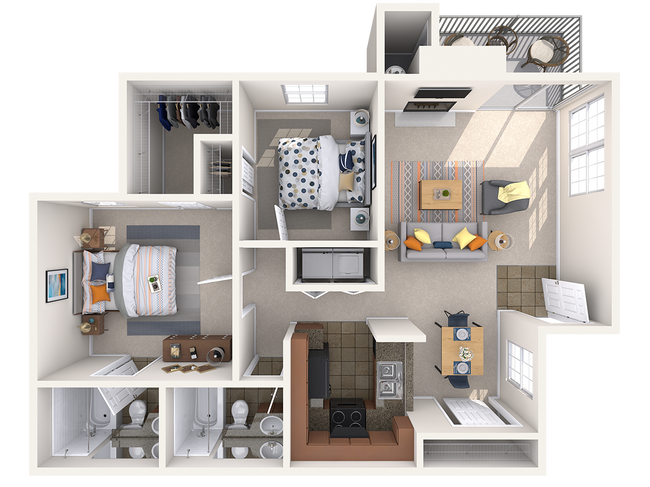 B2f - 2x2 first floor floor plan Riverstone Apartments - Riverstone Apartments