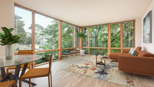 Living Room with Floor-to-Ceiling Windows - Chloe on Union