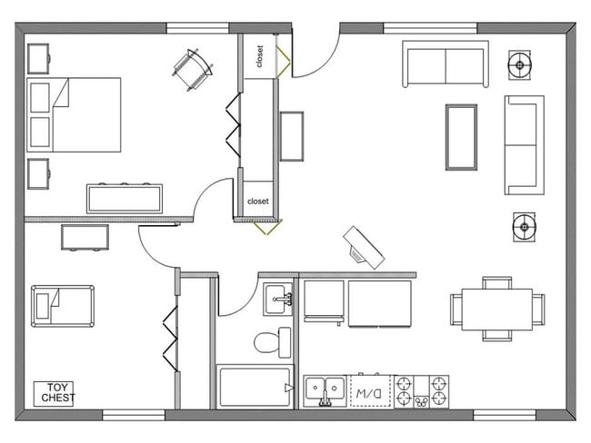 2BR/1BA - Plaza Apartments