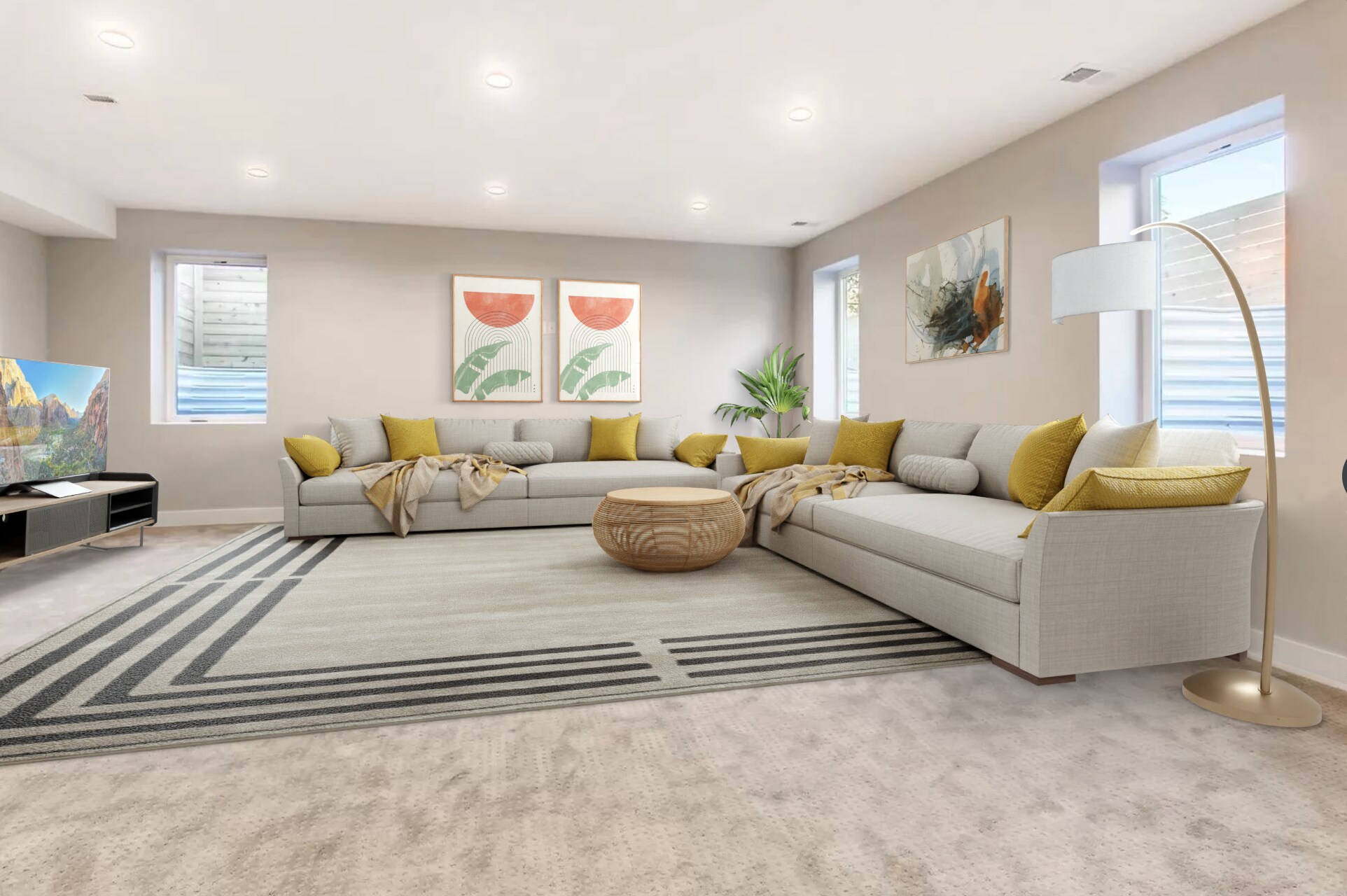 Basement Family room with 9ft ceilings - 2765 S Sherman St