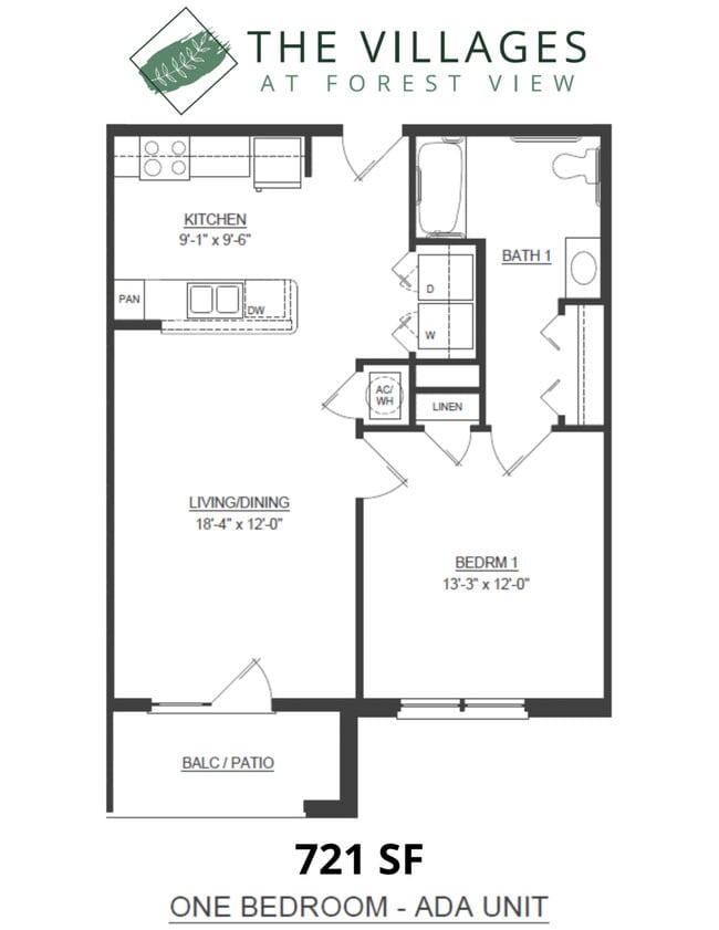 ADA 721 One Bed - Villages at Forest View