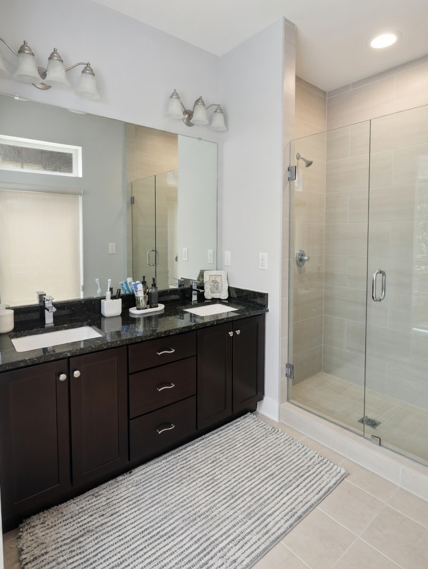 Master bath withi double sinks + large walk-in shower - 1247 W 75th St