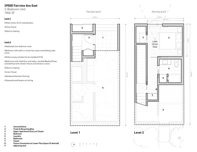 Floor Plans: Entry Level & 2nd floor bedroom suite - 2950 Fairview Ave E