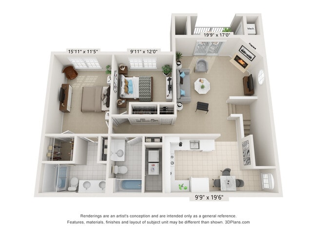 2 Bedroom 2 Bath 2nd floor End - Lakeview Park