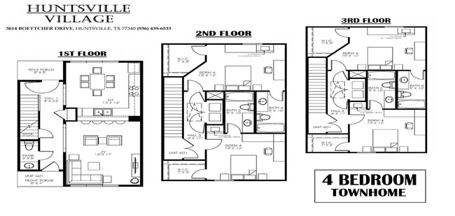 4 bed floorplan - Huntsville Village Apartments