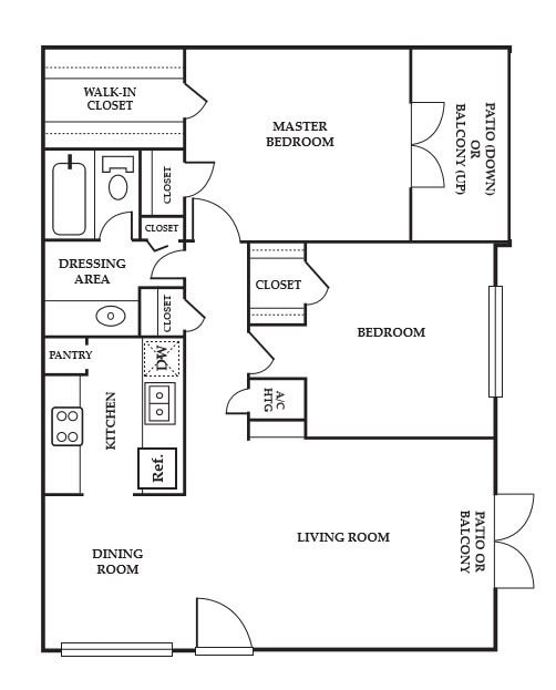 Two Bedroom - French Place Apartments