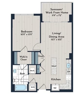 1BS-4g Floor Plan - Meridian 2250 at Eisenhower Station