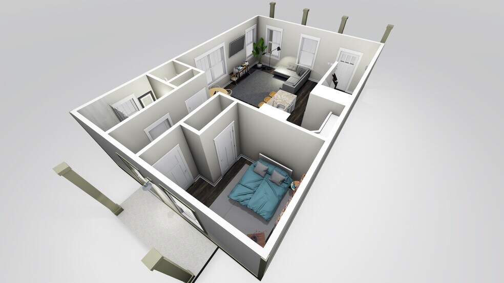 First floor rendering viewed from back left corneer (Bedroom 3) - 710 Buchanan St