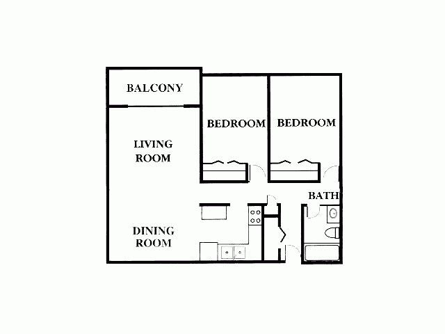 B1 2 BR 1 BA - Moonraker Apartments