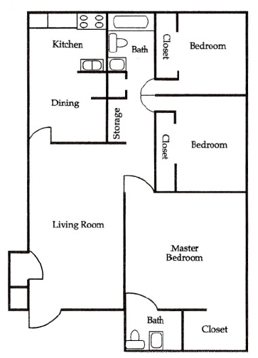 3BR/1.5BA - Creekside Apartments