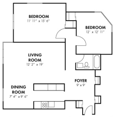 2BR/1BA - Skyline Tower