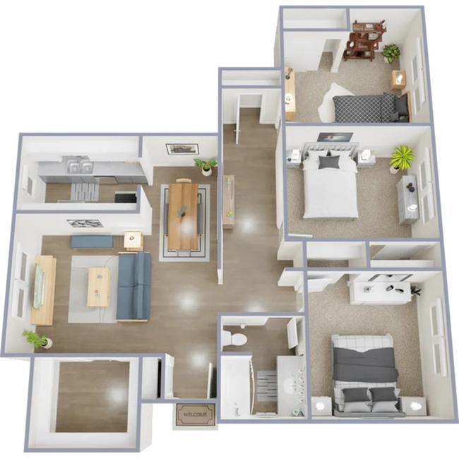 Three bedroom, one bath, 1,045 sq ft apartment home - Centre