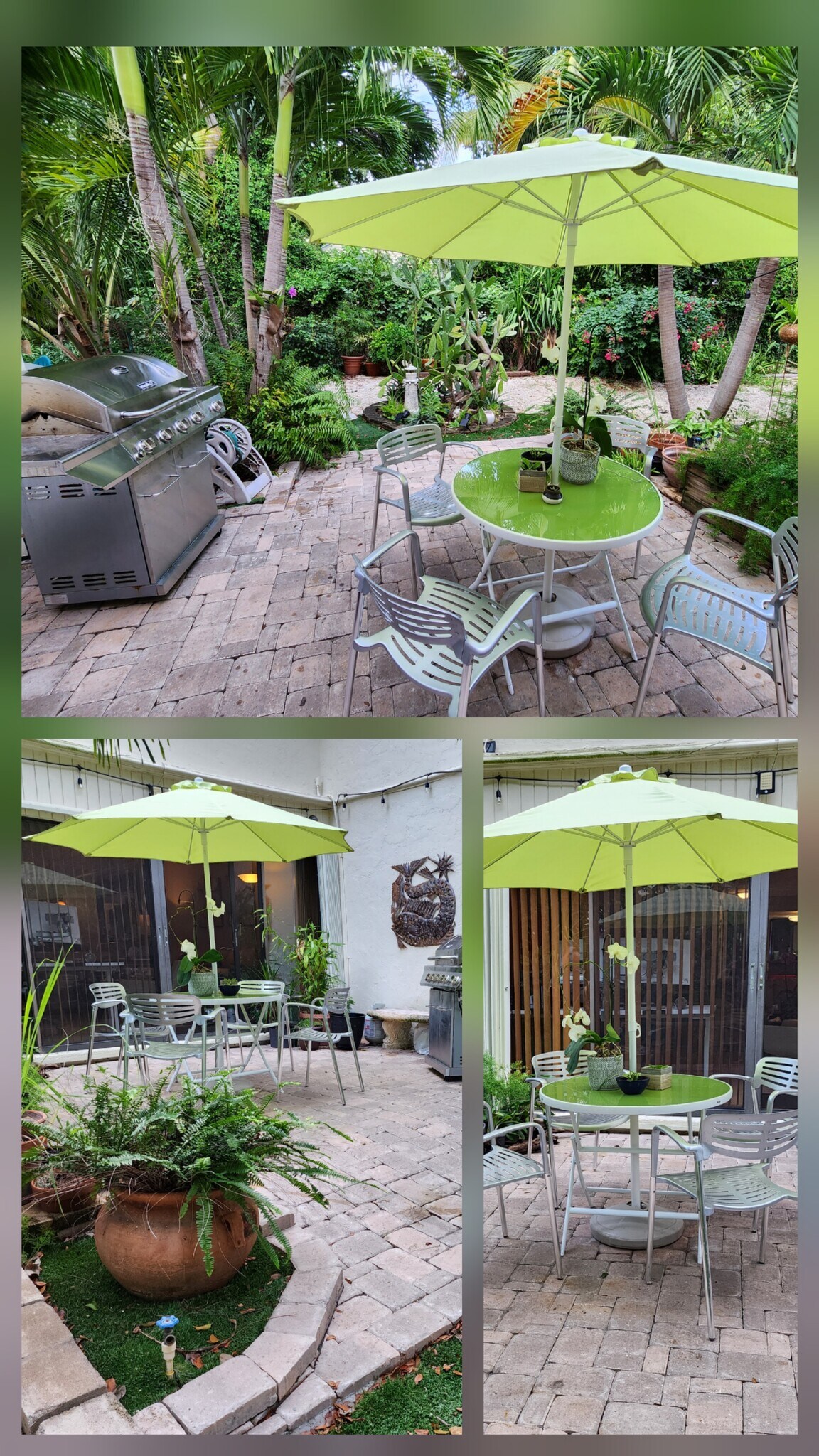 Patio with BBQ and green setting. - 87200 Overseas Hwy
