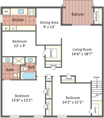 Three Bedroom Second Floor - Hollidaysburg Manor