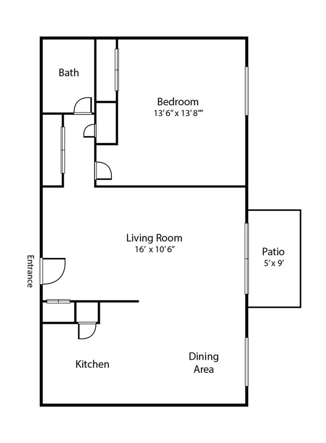 1 Bedroom Floor Plan | Park Place Apartments - Park Place