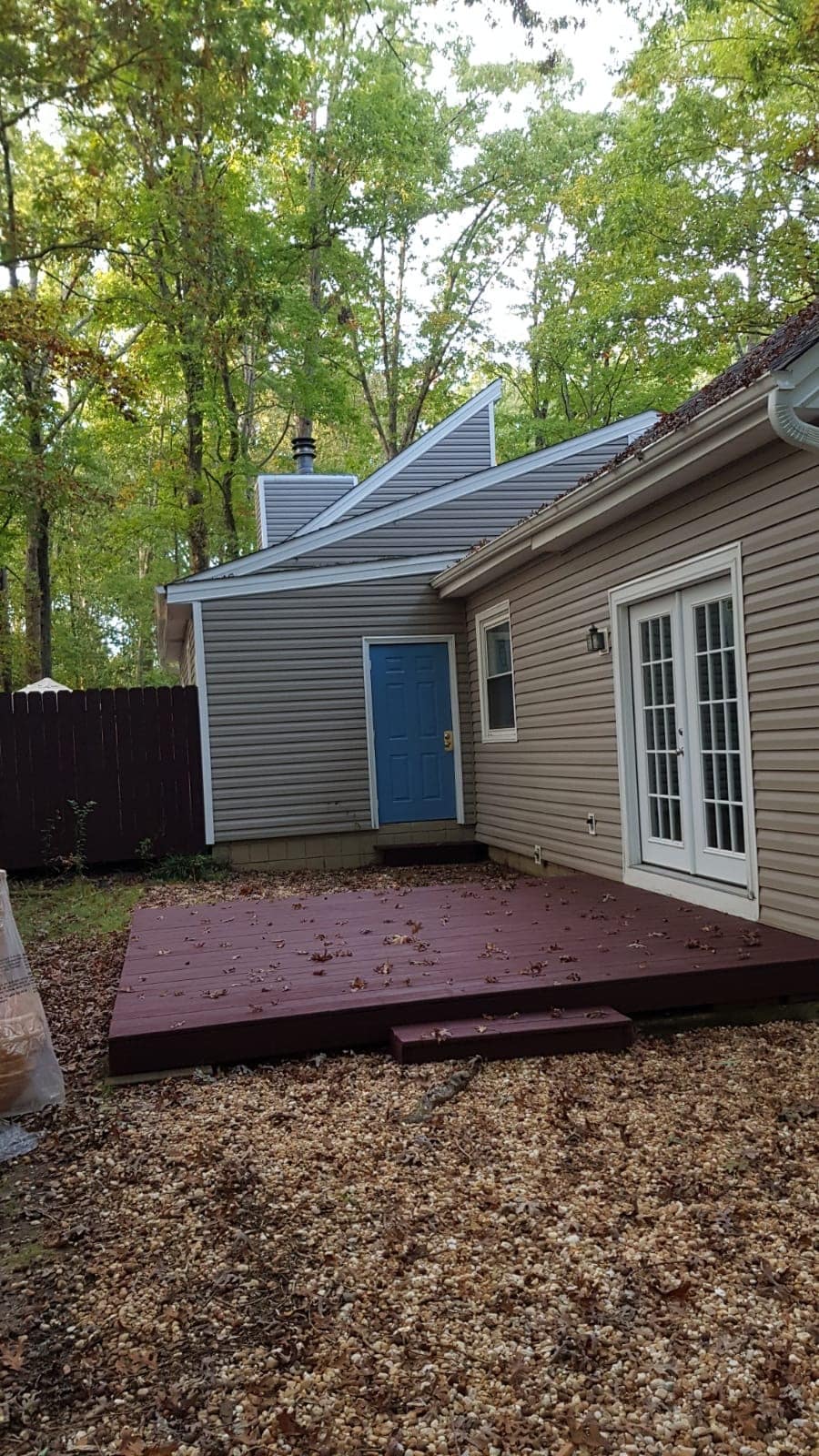 A side view of your private wooded back yard - 4702 Cornwall Plz