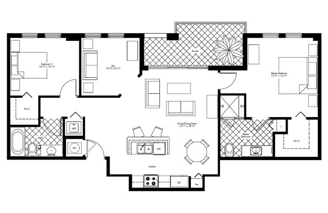 2BR/2BA - One Village Place