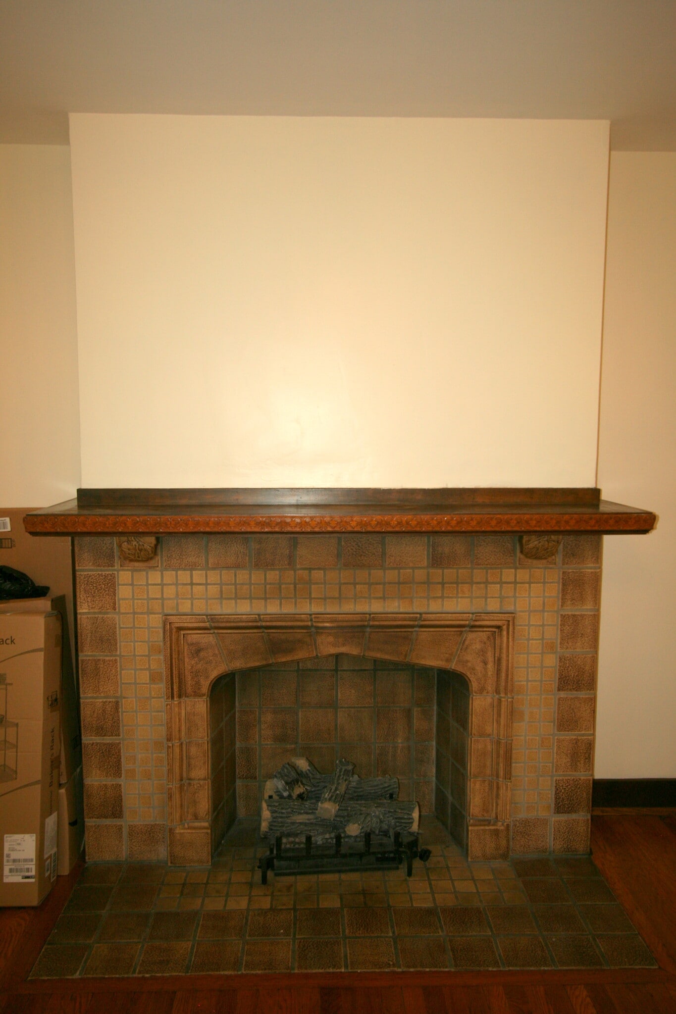 Front room fireplace and gas logs - 328 S Aiken Ave