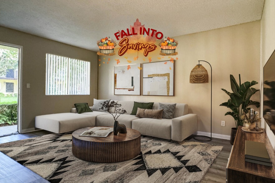 1 BR, 1 BA - Living Room - Orange Terrace Apartments