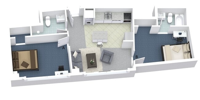 2x2 Layout J - University Lofts