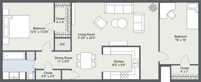 2 Bedrooms, 1.5 Bathroom - 1305 Memorial Apartments