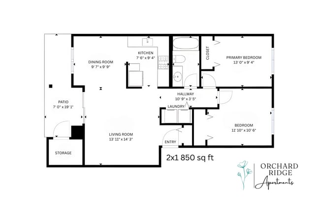2x1 l 850 sq ft l Orchard Ridge - Orchard Ridge Apartments