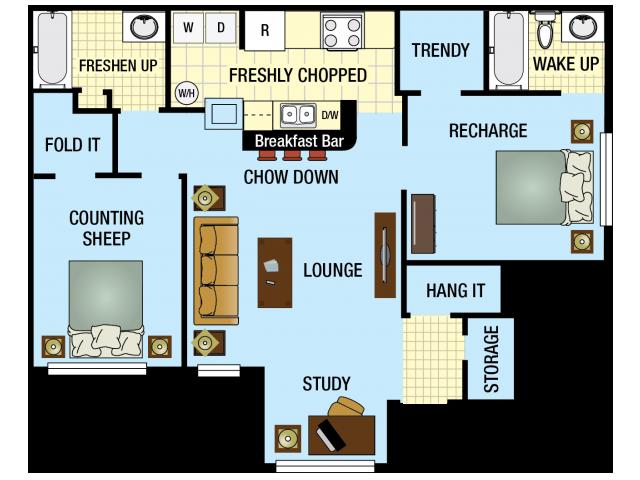 Two Bedroom Two Bath - Royal Pointe