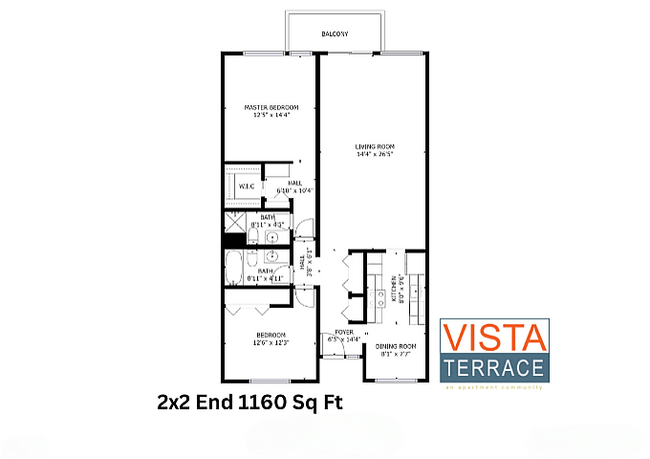 2x2 End 1160 Sq Ft - Vista Terrace Apartments