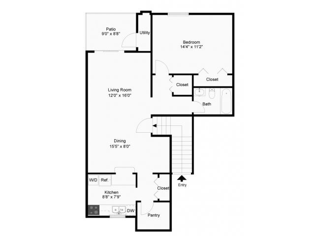 One bedroom floor plan - Wyntre Brooke Apartments