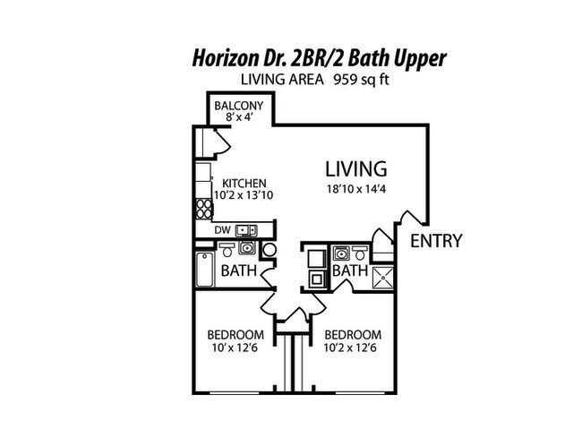 2 BR 2 bath upper - 2924 Horizon Dr.