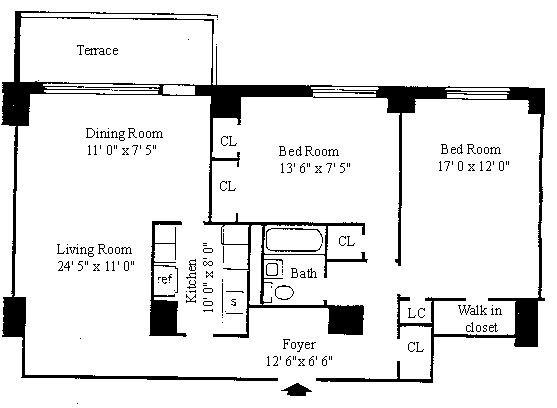 2BR/1BA - Harrison Park Towers