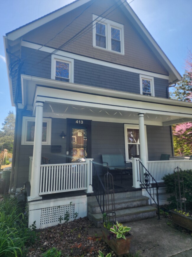 House, front door and street view - 413 N Geneva St