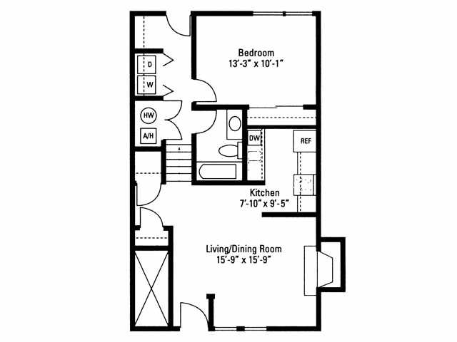 ONE BEDROOM TOWNHOME - Crawford Square Apartments