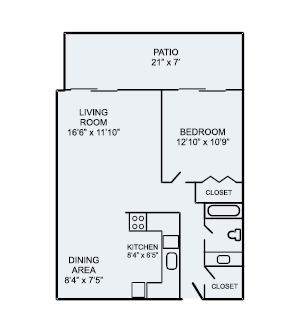 1BR/1BA - Terrace Arms Apartments