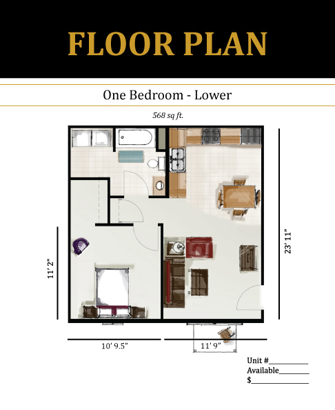 One Bed Lower - Birchwood Apartments