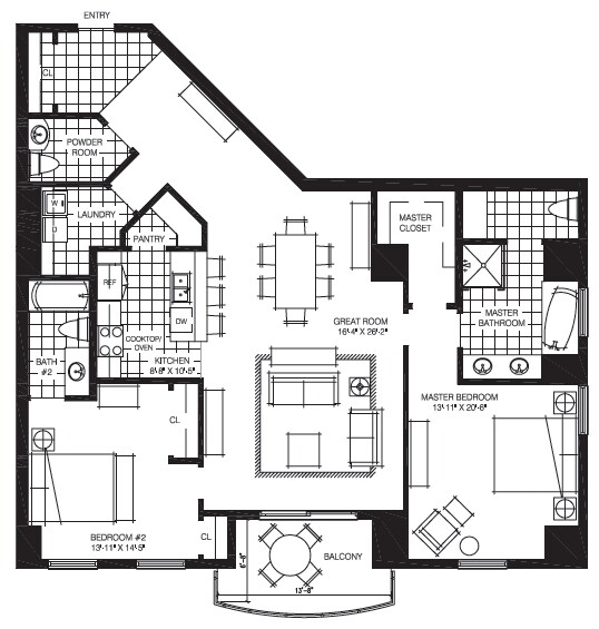 2BR/2.5BA - The Mark